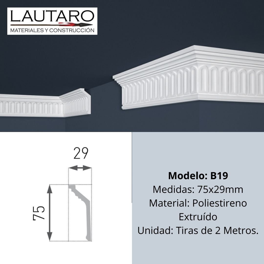 Moldura de Techo en Poliestireno, Cornisa M35