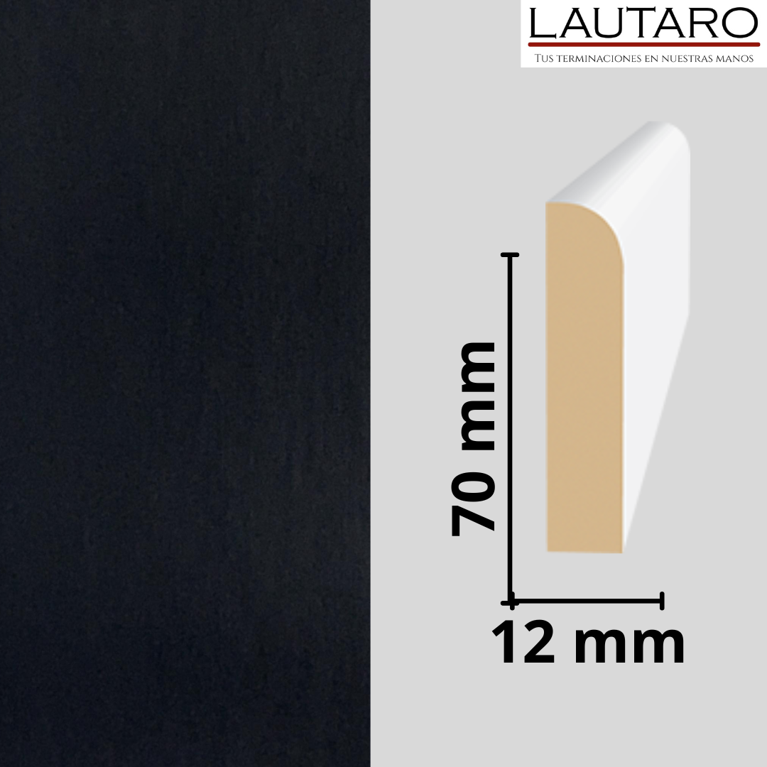 GUARDAPOLVO MDF GP22 FOLIO NEGRO 12X70X2440mm