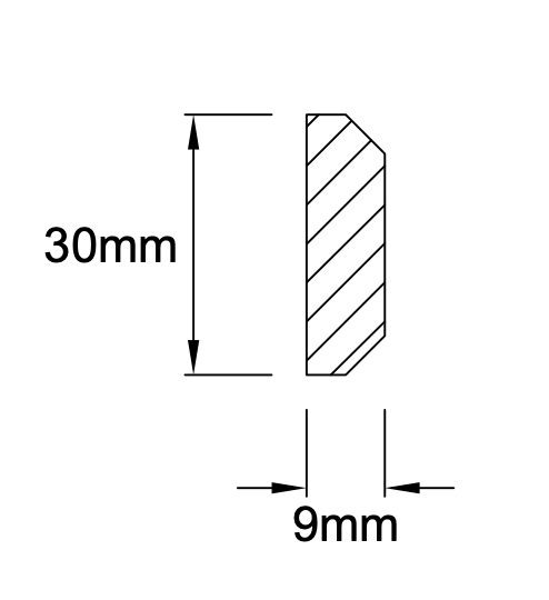 Cubrejunta Chaflán CJ13 Pino Finger 9x30x3000mm - Imagen 2